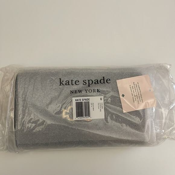 NWT Kate spade toujours chain leather clutch in blue denim and gold hardware - Picture 6 of 9